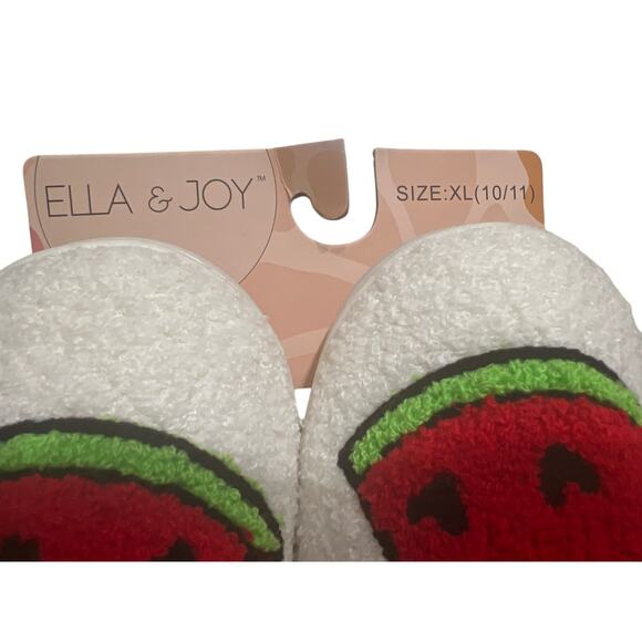 Ella & Joy Women's Slippers White & Watermelons Slip On Cozy Size XL (10/11) New - Picture 6 of 6